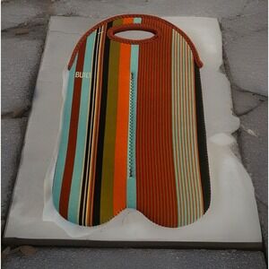 Two Bottle BUILT Bag Neoprene Wine Water Tote Holder‎ Colorful Striped NWOT